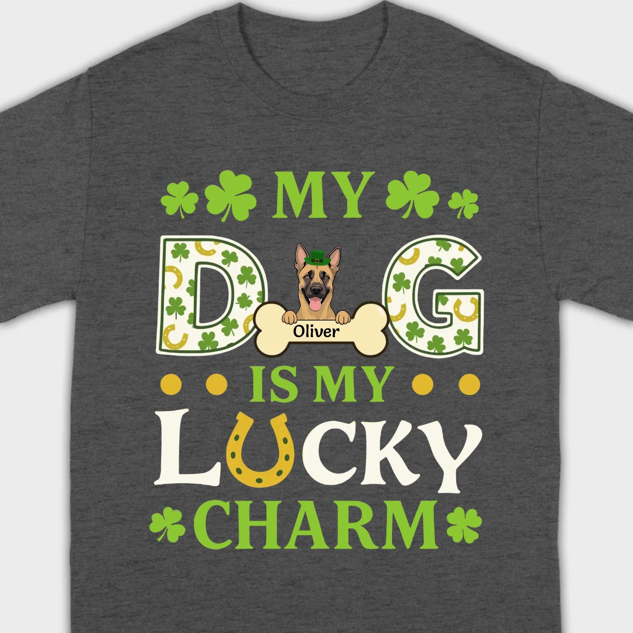 Cute “My Dog Is My Lucky Charm” Personalized St. Patrick’s Tee - 89Prints
