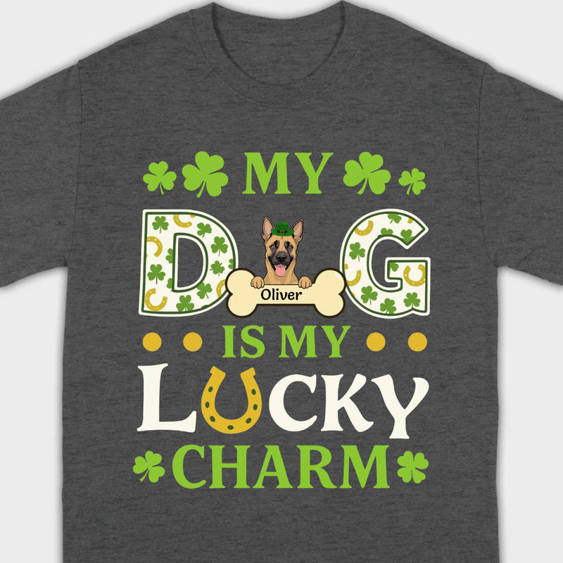 Cute “My Dog Is My Lucky Charm” Personalized St. Patrick’s Tee - 89Prints