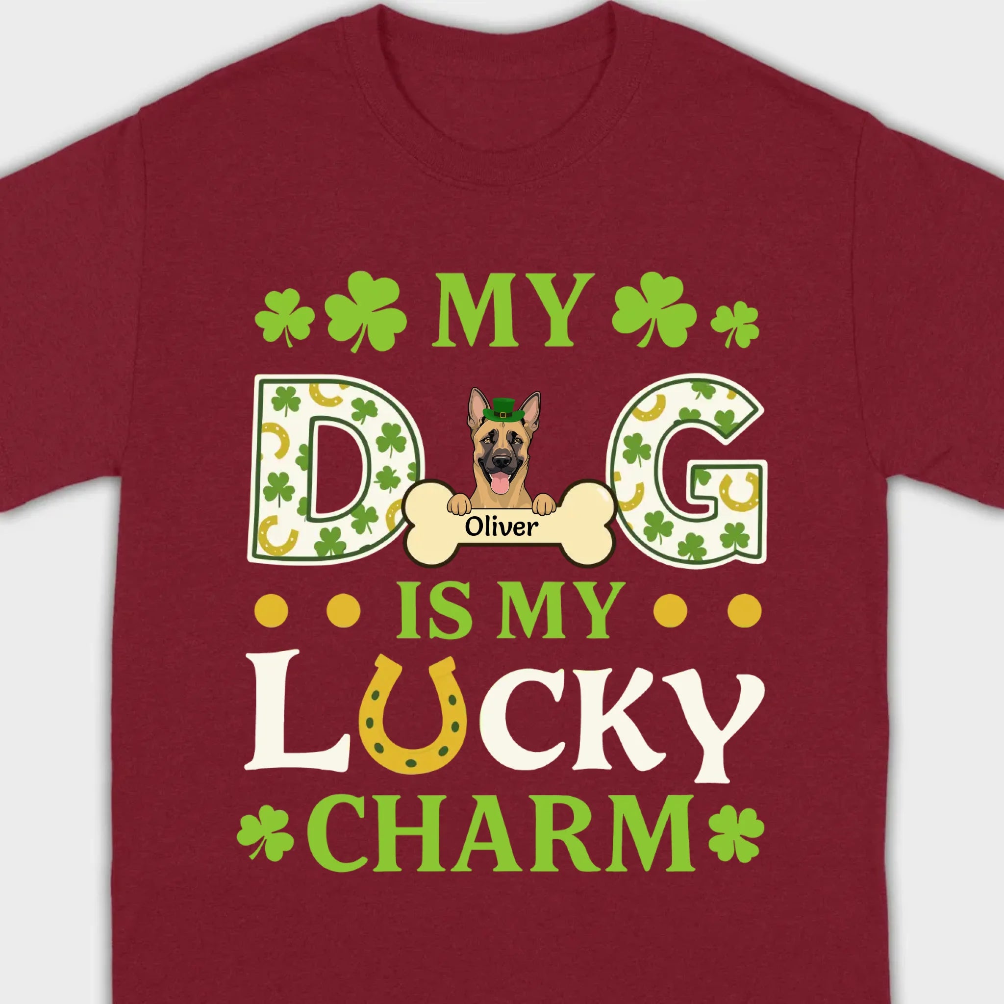 Cute “My Dog Is My Lucky Charm” Personalized St. Patrick’s Tee - 89Prints