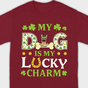 Cute “My Dog Is My Lucky Charm” Personalized St. Patrick’s Tee - 89Prints