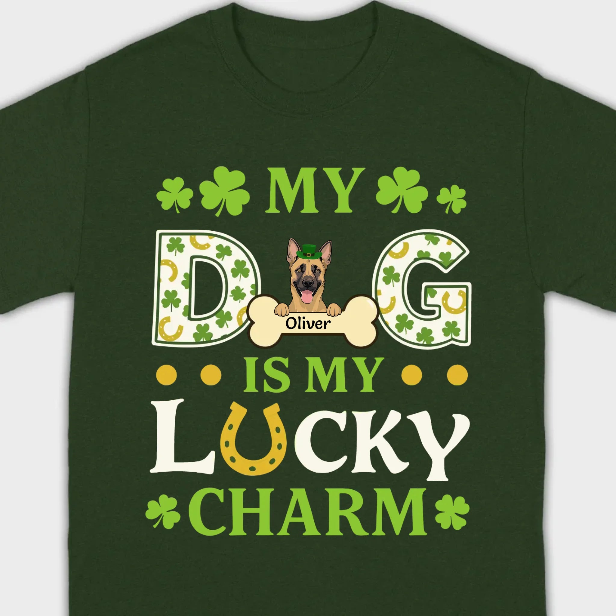 Cute “My Dog Is My Lucky Charm” Personalized St. Patrick’s Tee - 89Prints