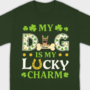 Cute “My Dog Is My Lucky Charm” Personalized St. Patrick’s Tee - 89Prints