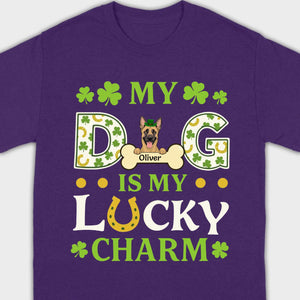 Cute “My Dog Is My Lucky Charm” Personalized St. Patrick’s Tee - 89Prints