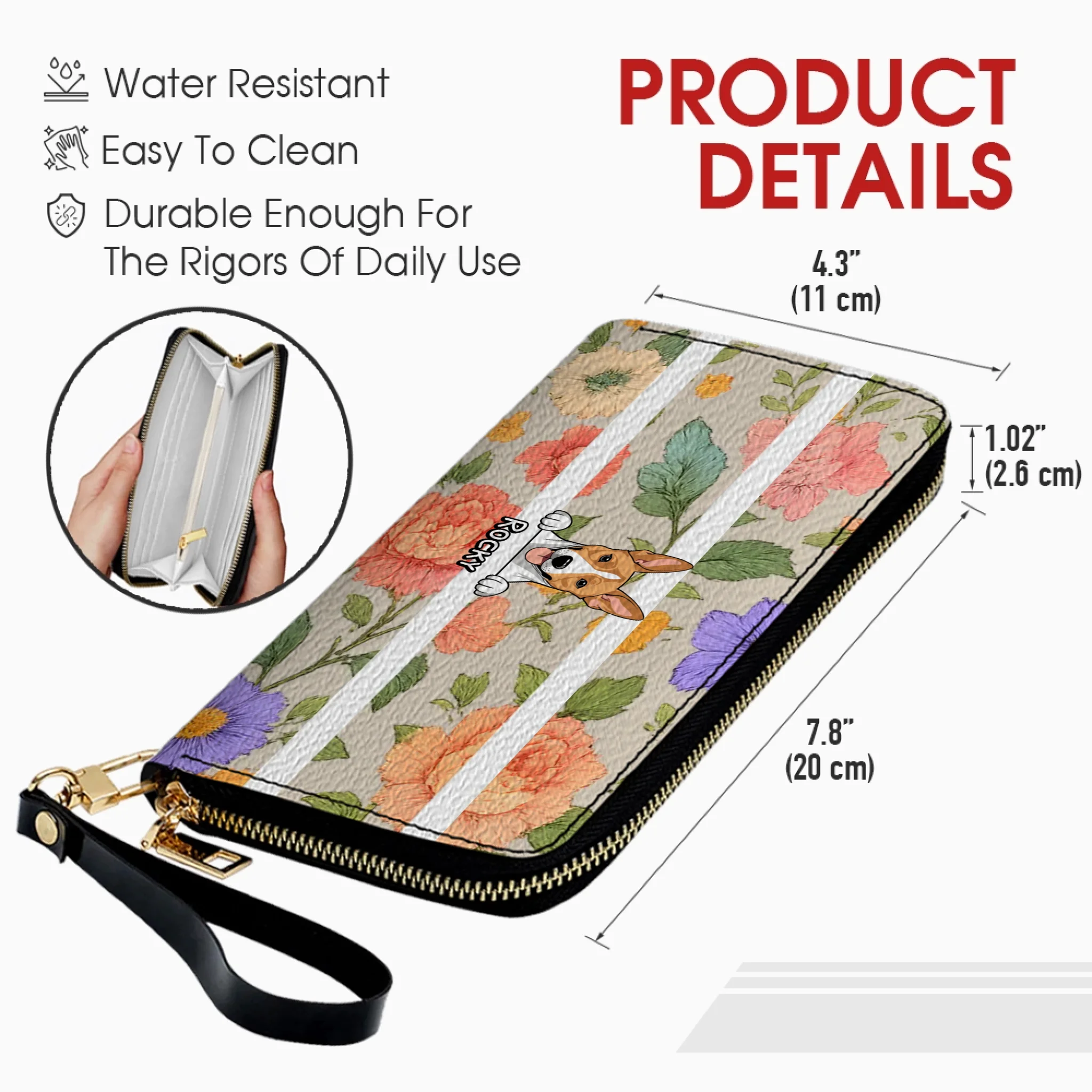 The Chic Floral Print Personalized Pet Wallet - Spring Custom Gift for Her - 89Prints