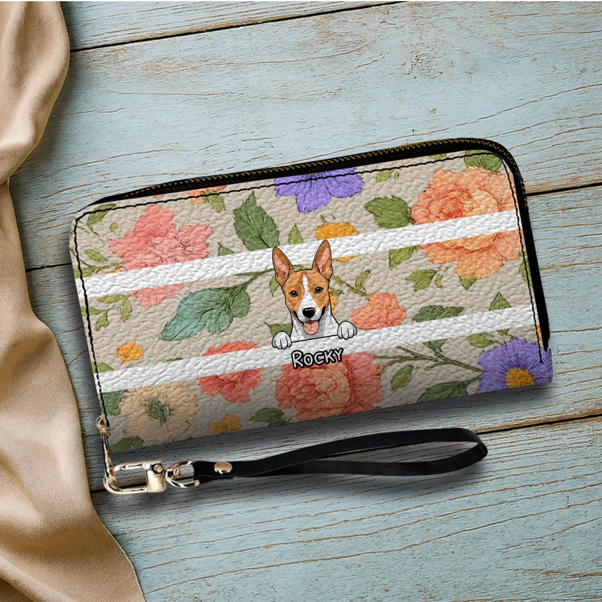 The Chic Floral Print Personalized Pet Wallet - Spring Custom Gift for Her - 89Prints