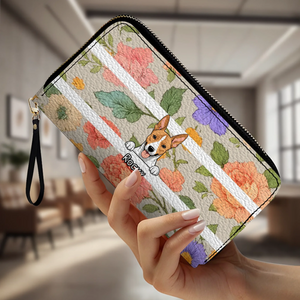 The Chic Floral Print Personalized Pet Wallet - Spring Custom Gift for Her - 89Prints