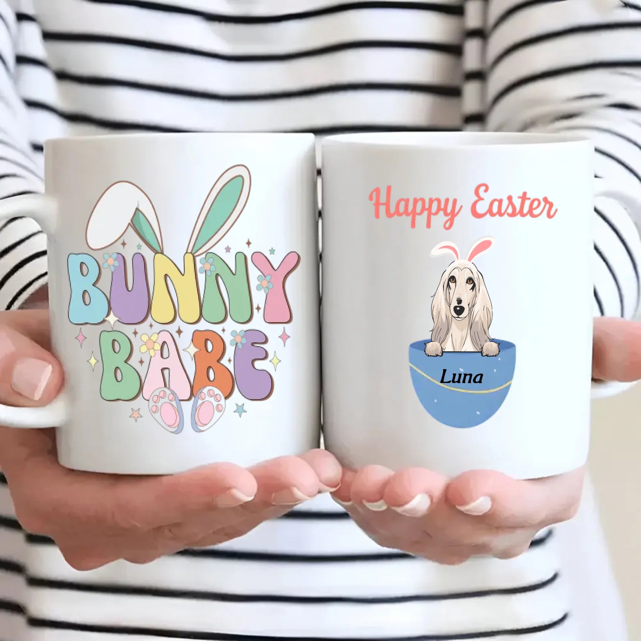 Funny Easter Dog Mug – Bunny Babe Design, Personalized With Up to 5 Dogs | 89Prints
