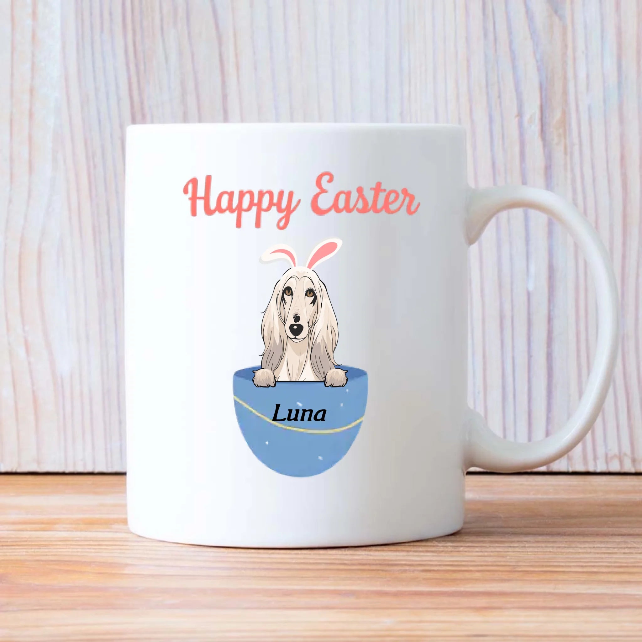 Funny Easter Dog Mug – Bunny Babe Design, Personalized With Up to 5 Dogs | 89Prints