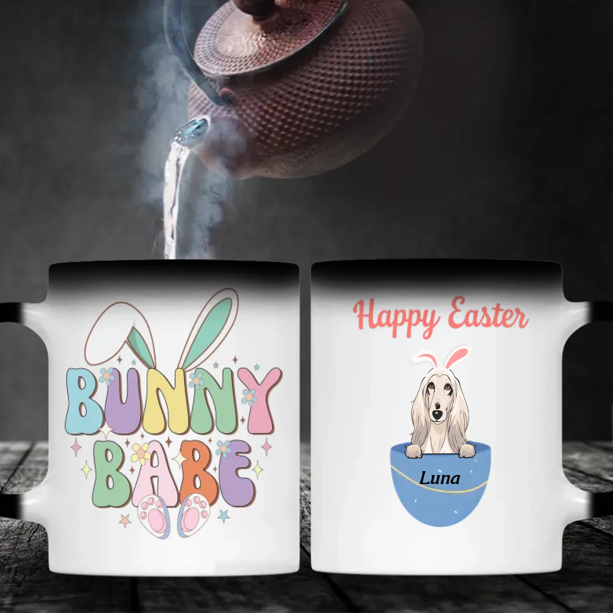 Funny Easter Dog Mug – Bunny Babe Design, Personalized With Up to 5 Dogs | 89Prints