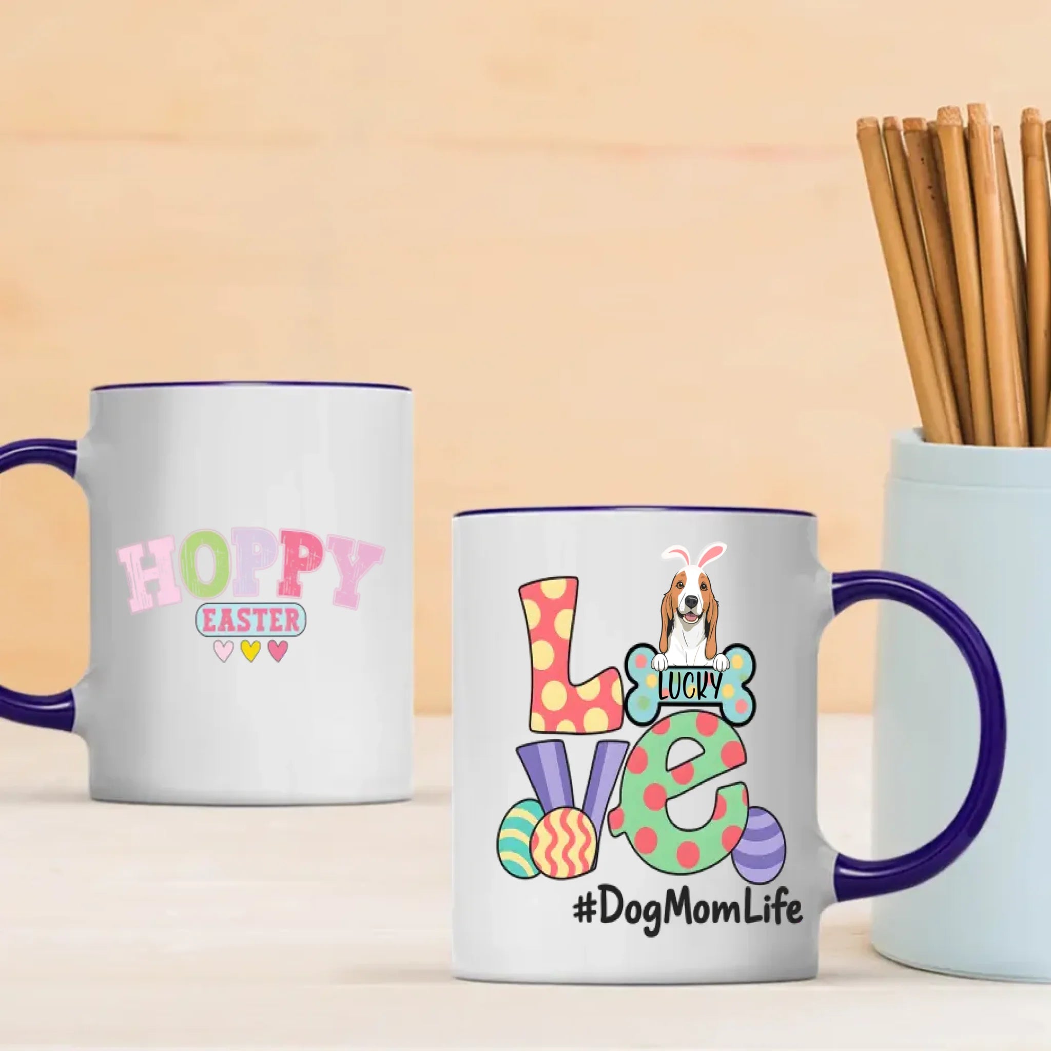 Personalized Hoppy Easter Mug for Dog Moms – Spring Dog Lover Gift – 89Prints