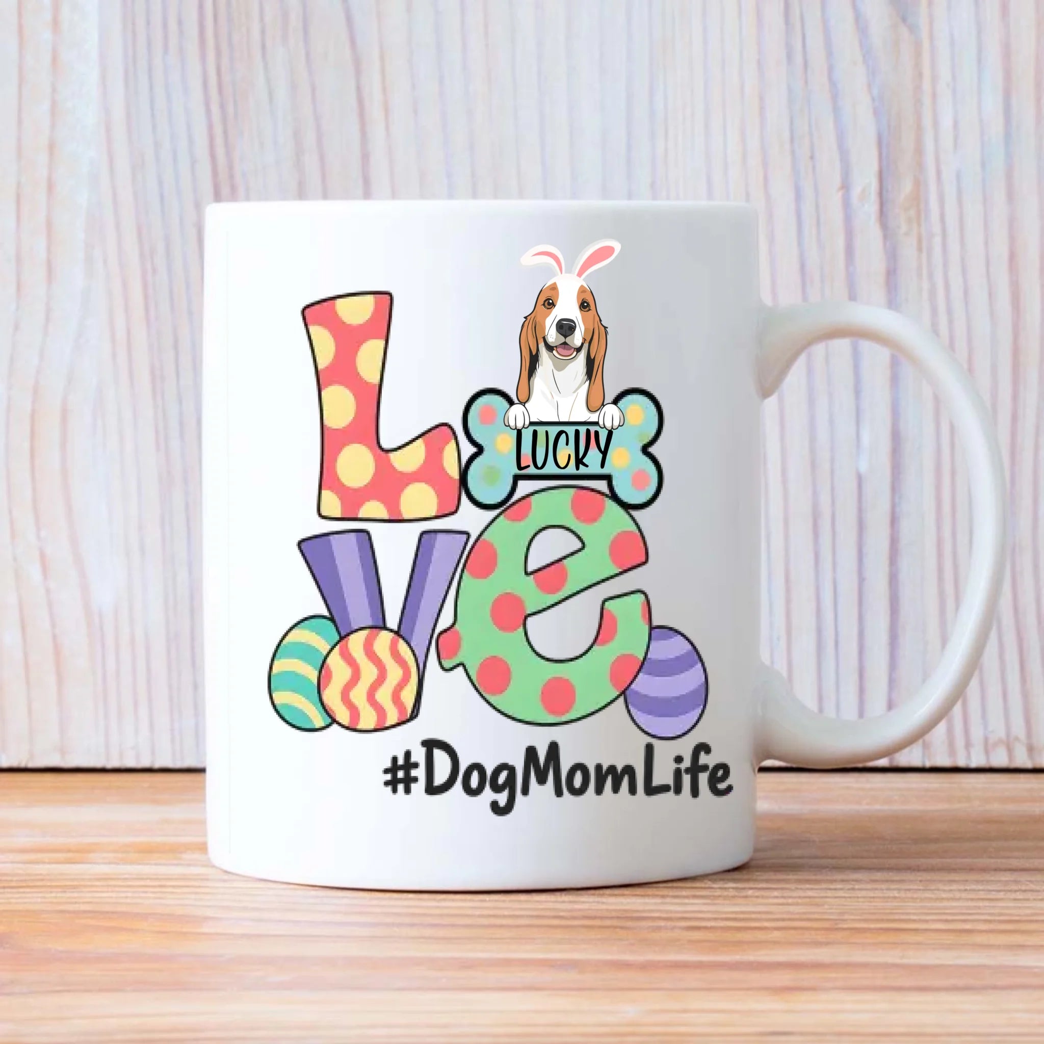 Personalized Hoppy Easter Mug for Dog Moms – Spring Dog Lover Gift – 89Prints