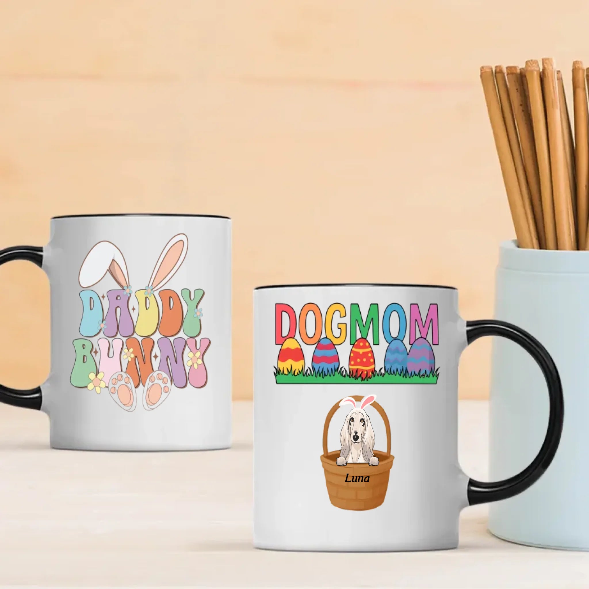Easter Dog Mug – Happy Easter Wishes of Luck & Joy for Dog Moms – 89Prints