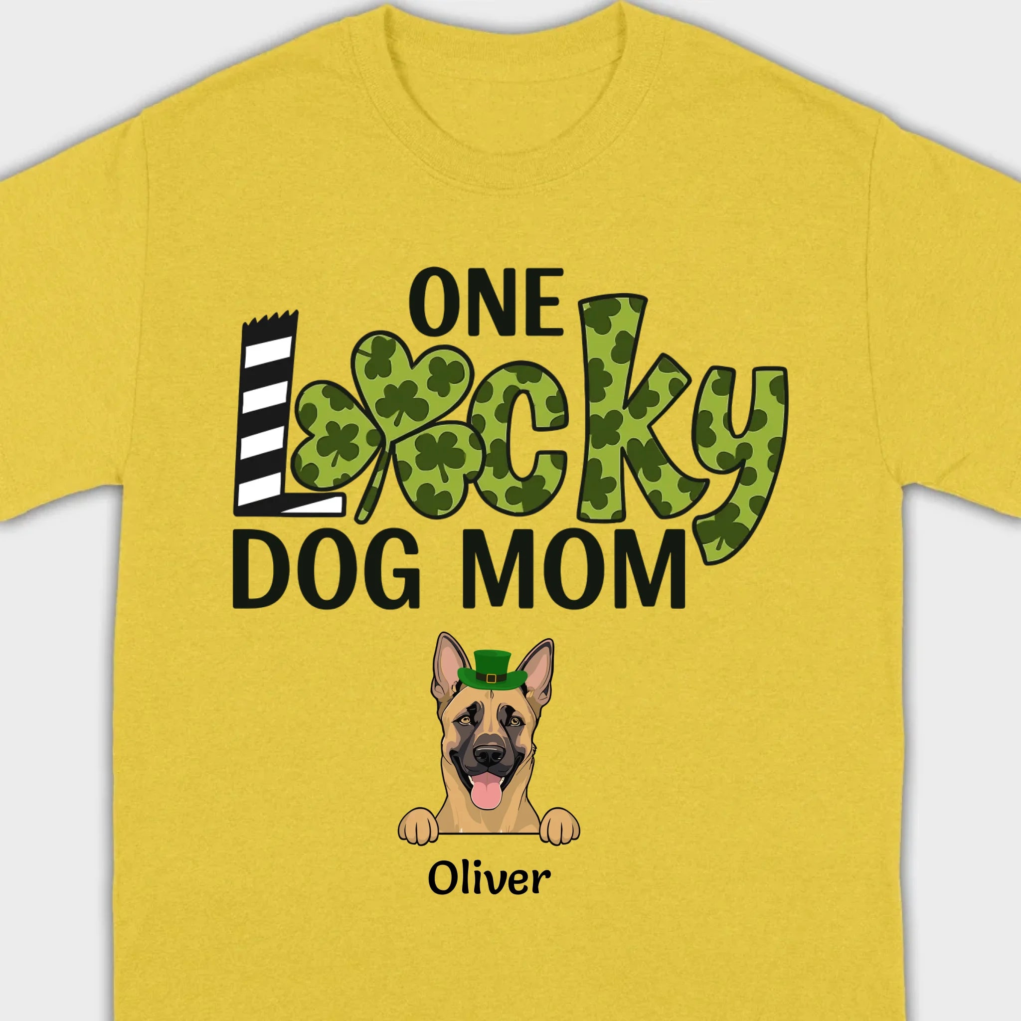 Personalized Dog Mom Shirt – One Lucky Dog Mom Leprechaun Dog Design - 89Prints