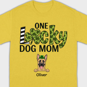 Personalized Dog Mom Shirt – One Lucky Dog Mom Leprechaun Dog Design - 89Prints