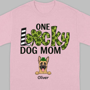 Personalized Dog Mom Shirt – One Lucky Dog Mom Leprechaun Dog Design - 89Prints
