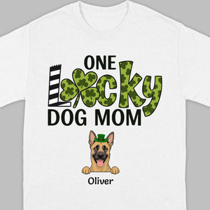 Personalized Dog Mom Shirt – One Lucky Dog Mom Leprechaun Dog Design - 89Prints
