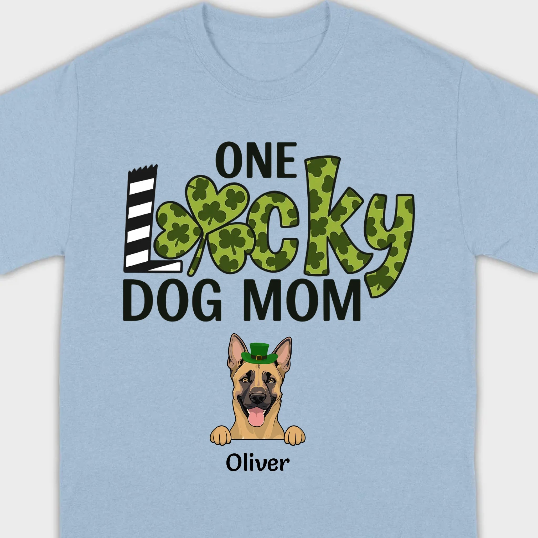 Personalized Dog Mom Shirt – One Lucky Dog Mom Leprechaun Dog Design - 89Prints
