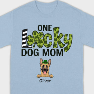 Personalized Dog Mom Shirt – One Lucky Dog Mom Leprechaun Dog Design - 89Prints