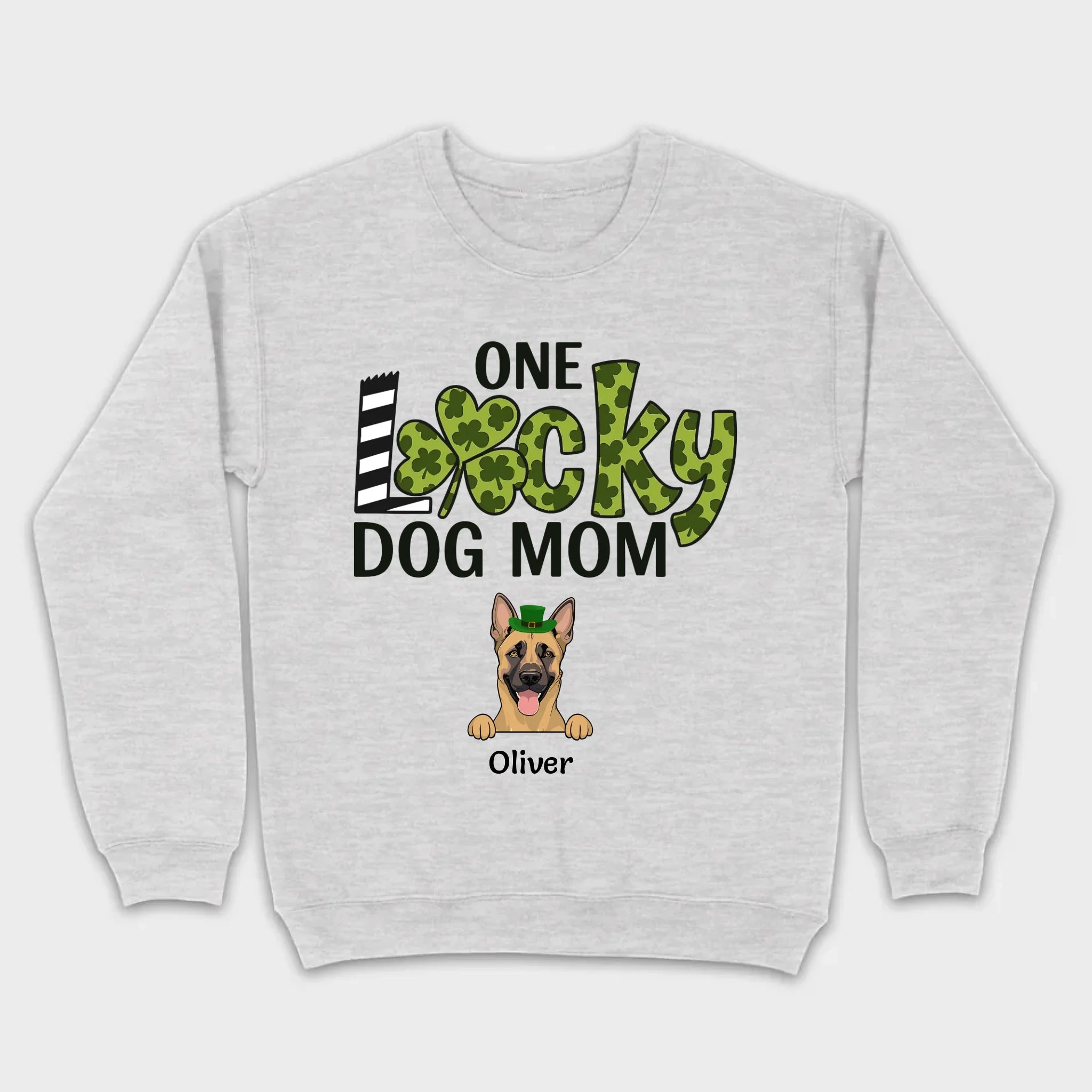 Personalized Dog Mom Shirt – One Lucky Dog Mom Leprechaun Dog Design - 89Prints