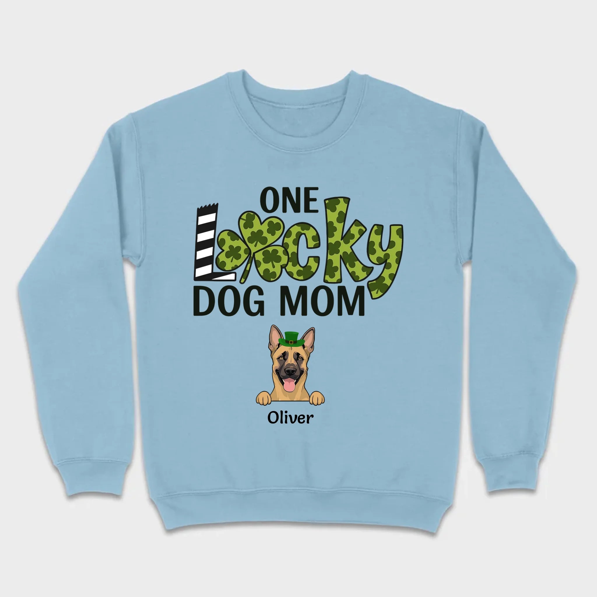 Personalized Dog Mom Shirt – One Lucky Dog Mom Leprechaun Dog Design - 89Prints