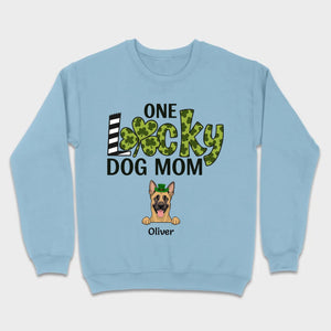 Personalized Dog Mom Shirt – One Lucky Dog Mom Leprechaun Dog Design - 89Prints
