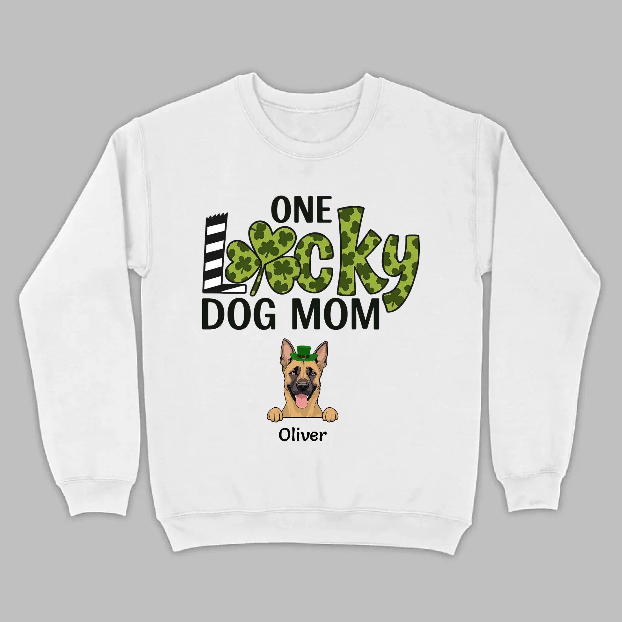 Personalized Dog Mom Shirt – One Lucky Dog Mom Leprechaun Dog Design - 89Prints