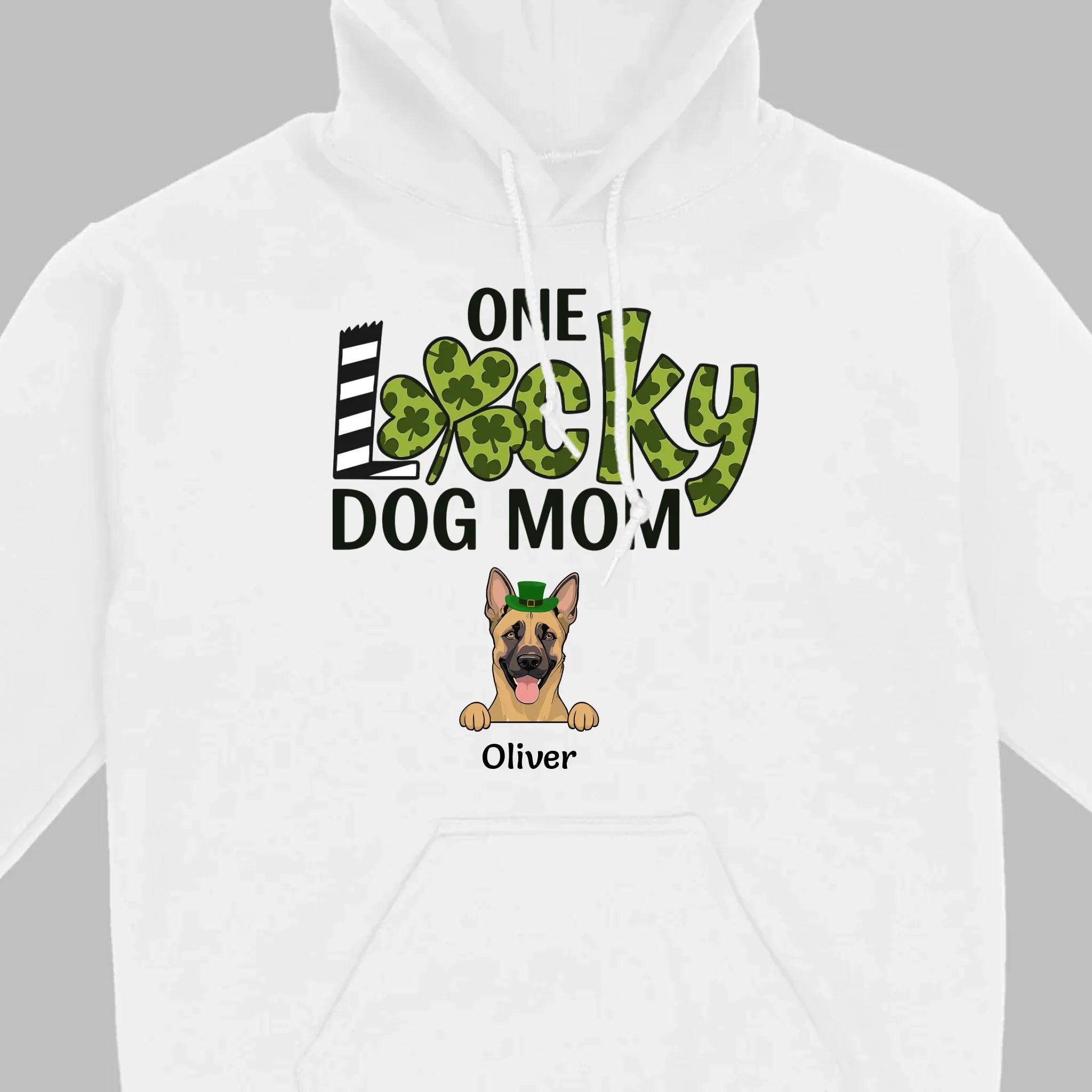 Personalized Dog Mom Shirt – One Lucky Dog Mom Leprechaun Dog Design - 89Prints