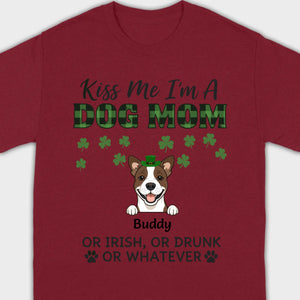 Funny St. Patrick’s Day Shirt – Kiss Me I’m a Dog Mom with Shamrock Hat Dog - 89Prints