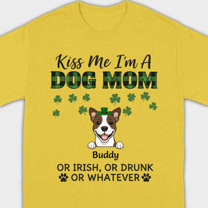 Funny St. Patrick’s Day Shirt – Kiss Me I’m a Dog Mom with Shamrock Hat Dog - 89Prints