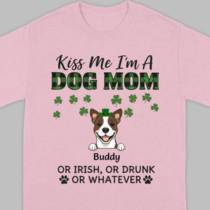 Funny St. Patrick’s Day Shirt – Kiss Me I’m a Dog Mom with Shamrock Hat Dog - 89Prints