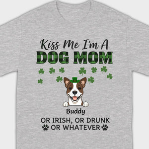 Funny St. Patrick’s Day Shirt – Kiss Me I’m a Dog Mom with Shamrock Hat Dog - 89Prints