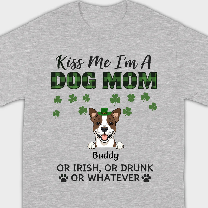 Funny St. Patrick’s Day Shirt – Kiss Me I’m a Dog Mom with Shamrock Hat Dog - 89Prints