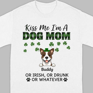 Funny St. Patrick’s Day Shirt – Kiss Me I’m a Dog Mom with Shamrock Hat Dog - 89Prints