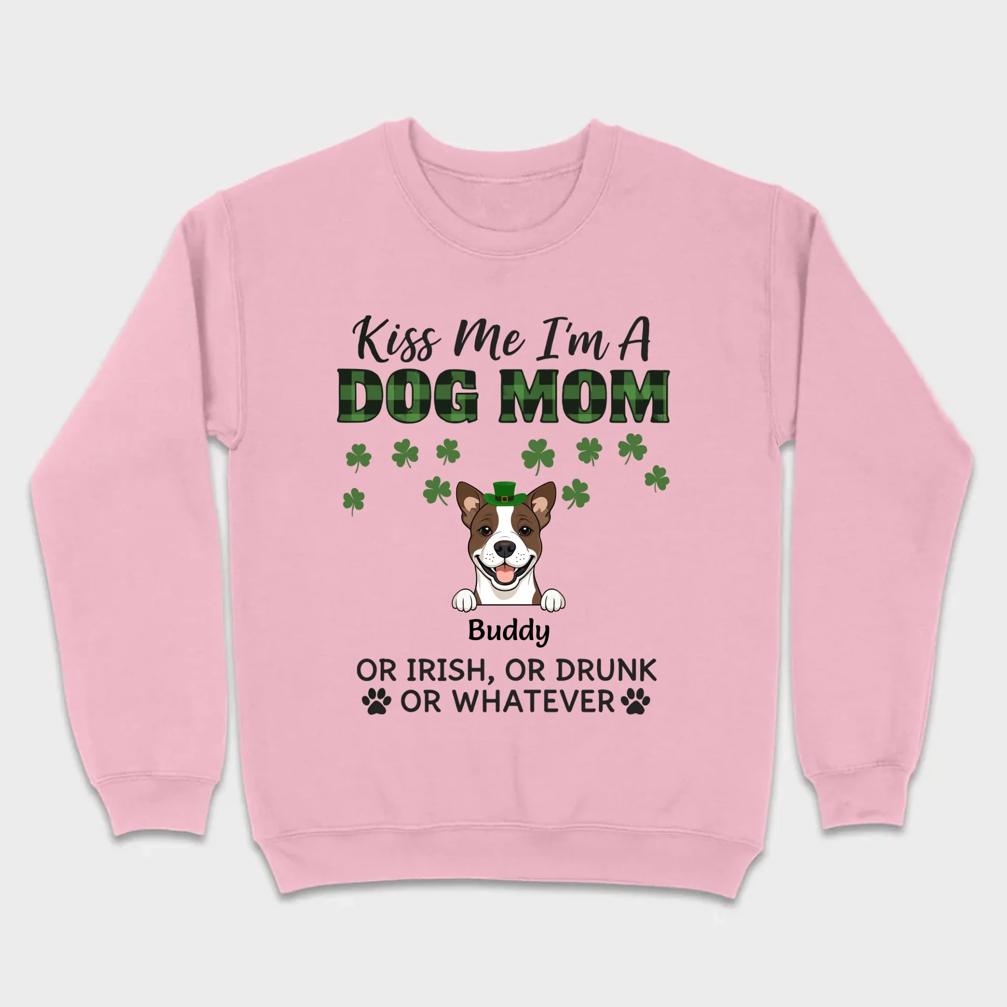 Funny St. Patrick’s Day Shirt – Kiss Me I’m a Dog Mom with Shamrock Hat Dog - 89Prints