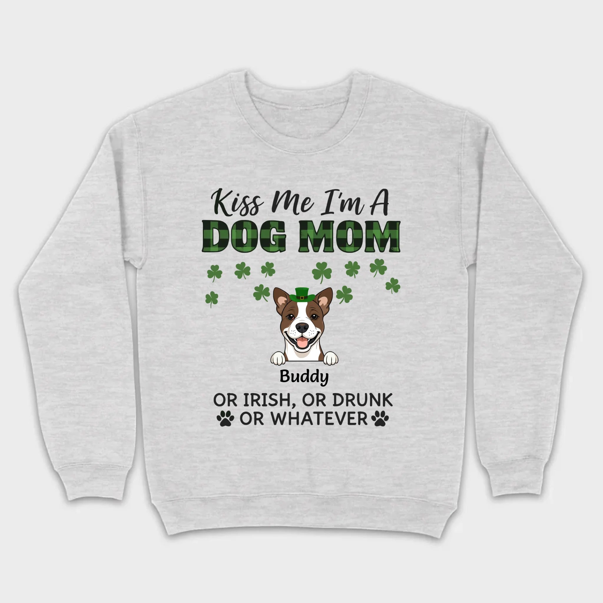 Funny St. Patrick’s Day Shirt – Kiss Me I’m a Dog Mom with Shamrock Hat Dog - 89Prints