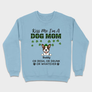 Funny St. Patrick’s Day Shirt – Kiss Me I’m a Dog Mom with Shamrock Hat Dog - 89Prints