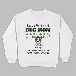 Funny St. Patrick’s Day Shirt – Kiss Me I’m a Dog Mom with Shamrock Hat Dog - 89Prints