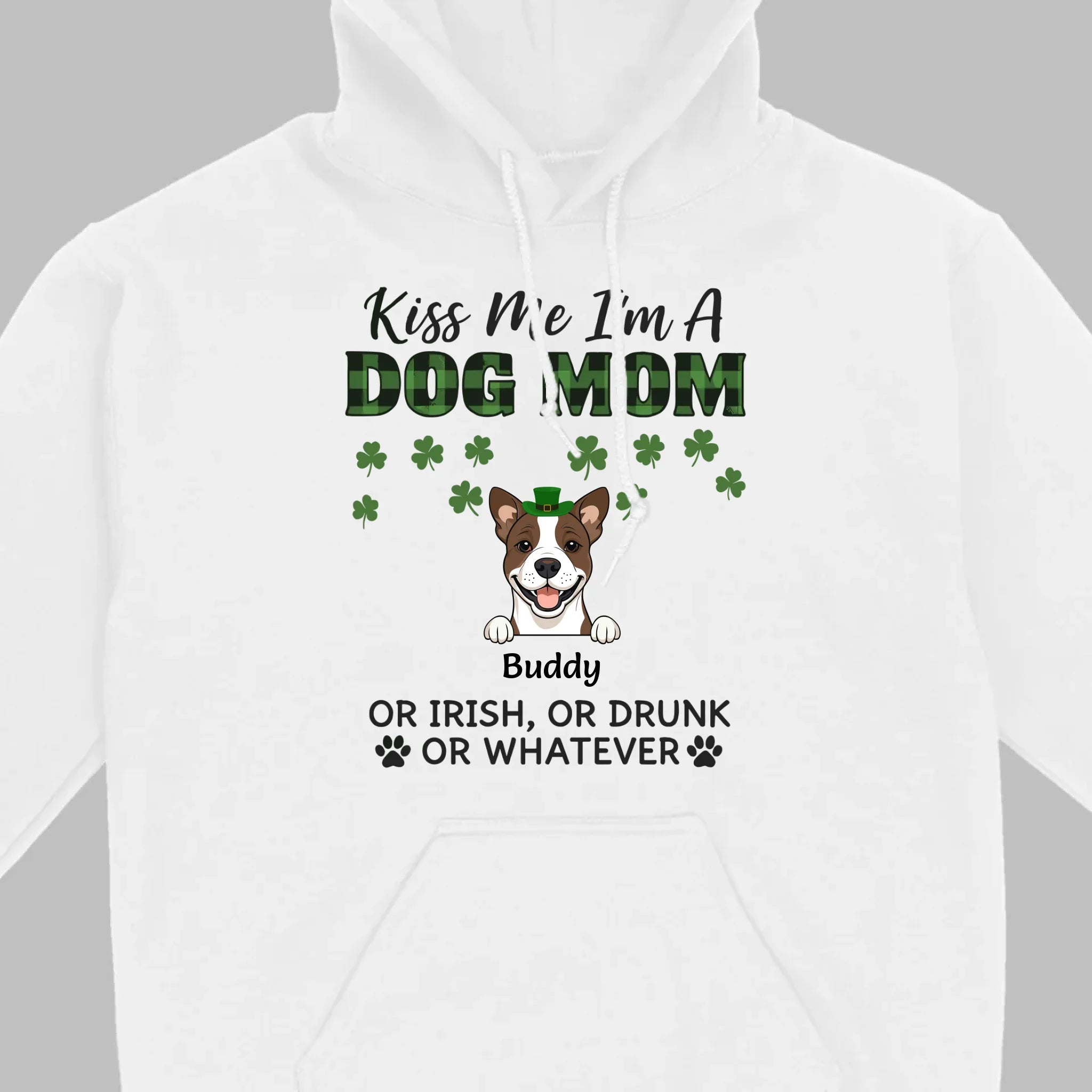 Funny St. Patrick’s Day Shirt – Kiss Me I’m a Dog Mom with Shamrock Hat Dog - 89Prints