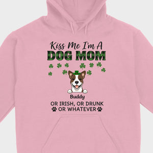 Funny St. Patrick’s Day Shirt – Kiss Me I’m a Dog Mom with Shamrock Hat Dog - 89Prints