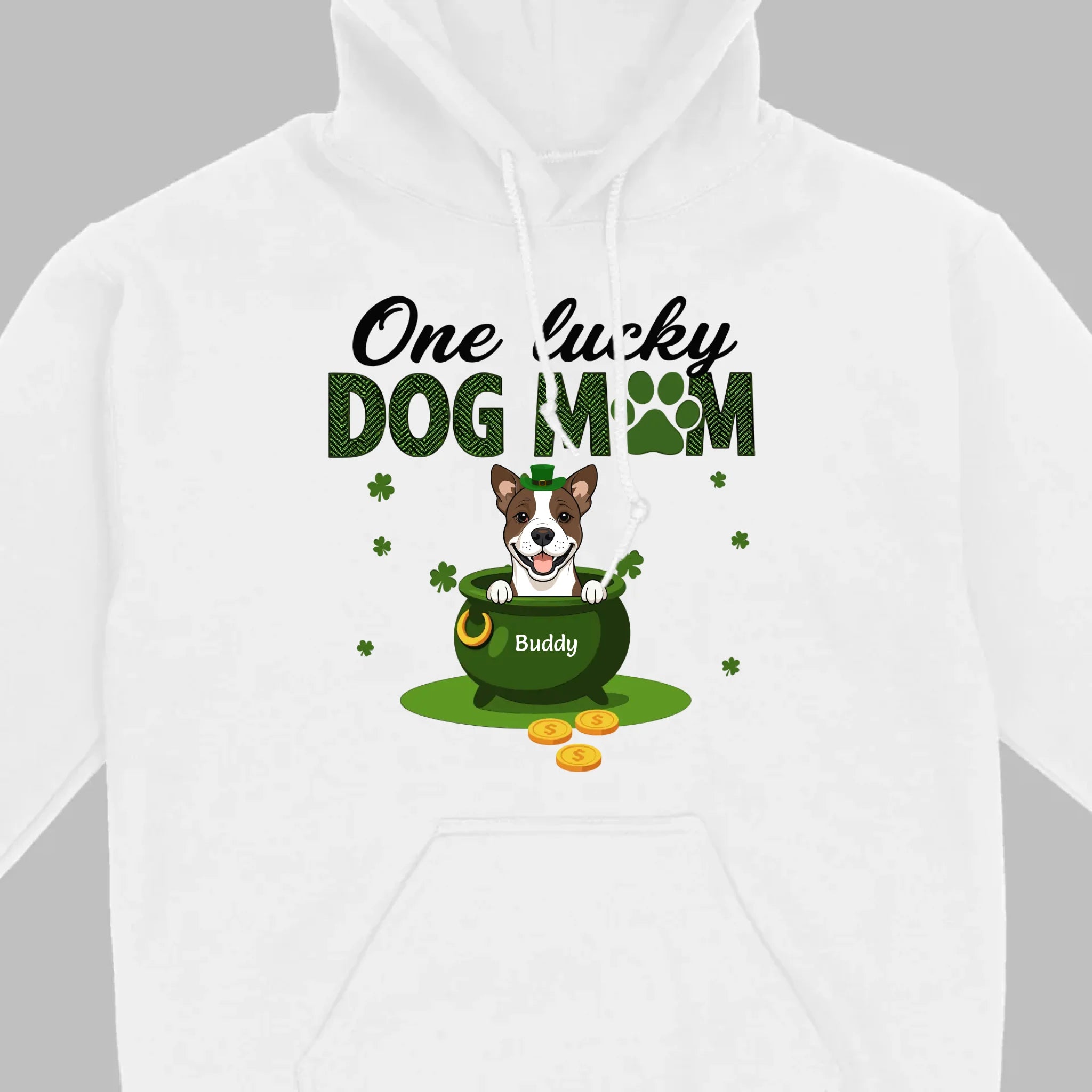 St. Patrick’s Day Dog Mom Hoodie – One Lucky Dog Mom Pullover - 89Prints