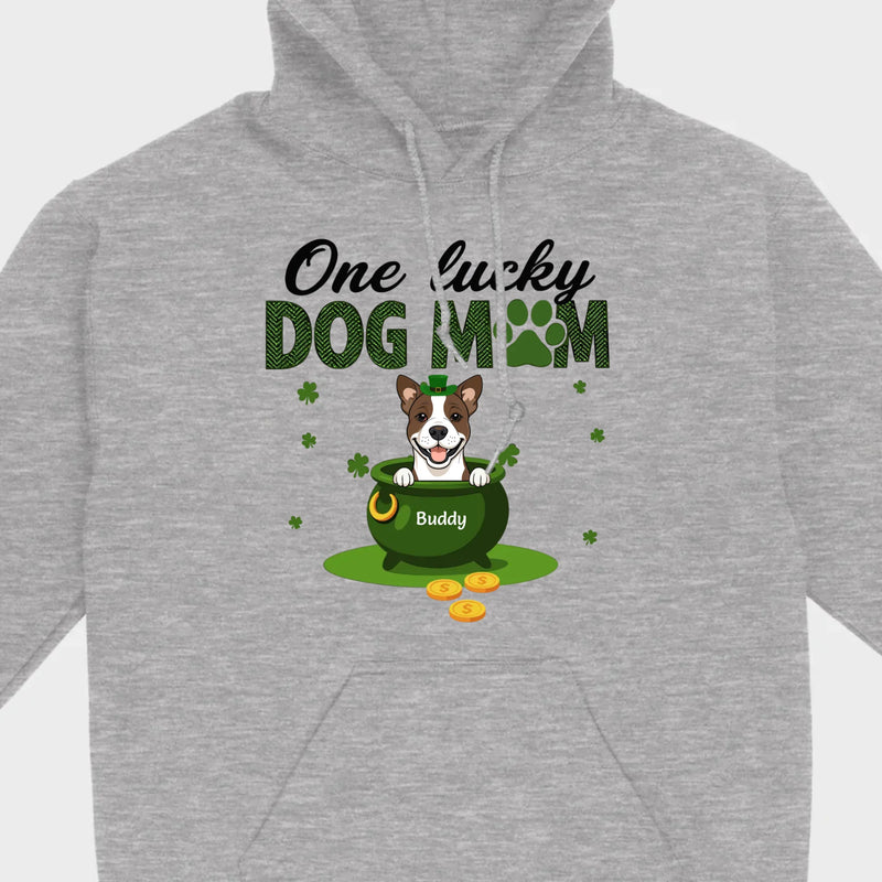 St. Patrick’s Day Dog Mom Hoodie – One Lucky Dog Mom Pullover - 89Prints