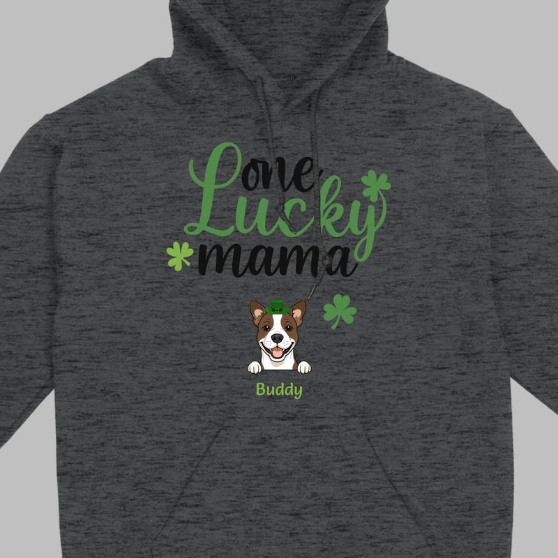 Lucky Mama Hoodie – One Lucky Mama Dog in Leprechaun Hat - 89Prints