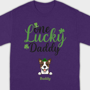 Lucky Daddy T-Shirt – One Lucky Daddy Dog in Leprechaun Hat - 89Prints