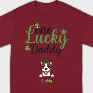 Lucky Daddy T-Shirt – One Lucky Daddy Dog in Leprechaun Hat - 89Prints