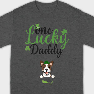 Lucky Daddy T-Shirt – One Lucky Daddy Dog in Leprechaun Hat - 89Prints