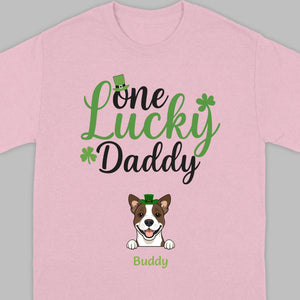 Lucky Daddy T-Shirt – One Lucky Daddy Dog in Leprechaun Hat - 89Prints