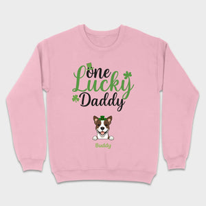 Lucky Daddy T-Shirt – One Lucky Daddy Dog in Leprechaun Hat - 89Prints