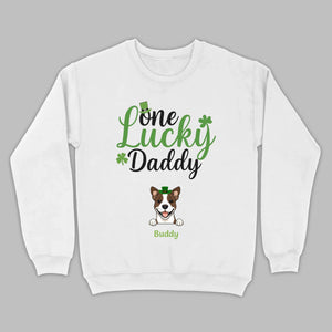 Lucky Daddy T-Shirt – One Lucky Daddy Dog in Leprechaun Hat - 89Prints