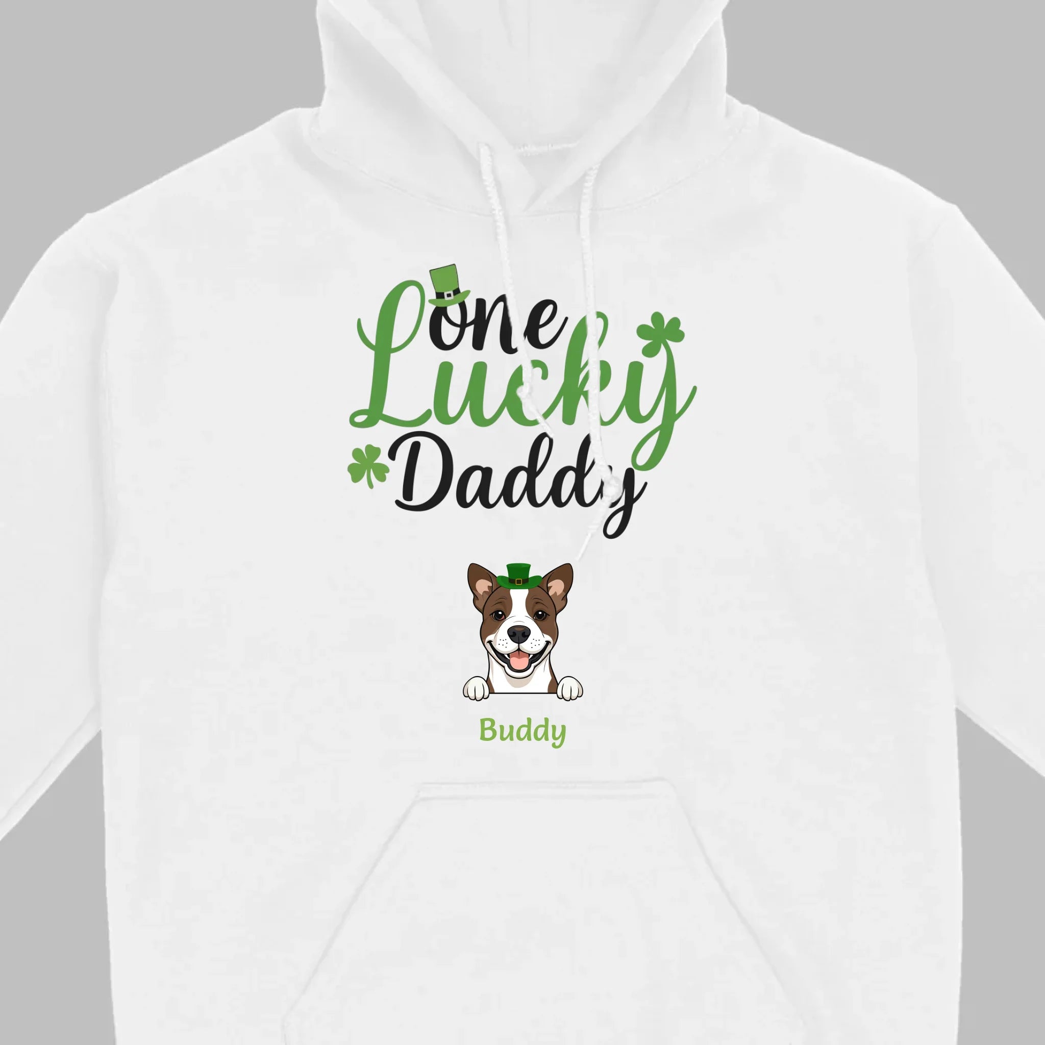 Lucky Daddy T-Shirt – One Lucky Daddy Dog in Leprechaun Hat - 89Prints