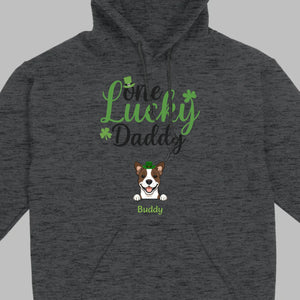 Lucky Daddy T-Shirt – One Lucky Daddy Dog in Leprechaun Hat - 89Prints
